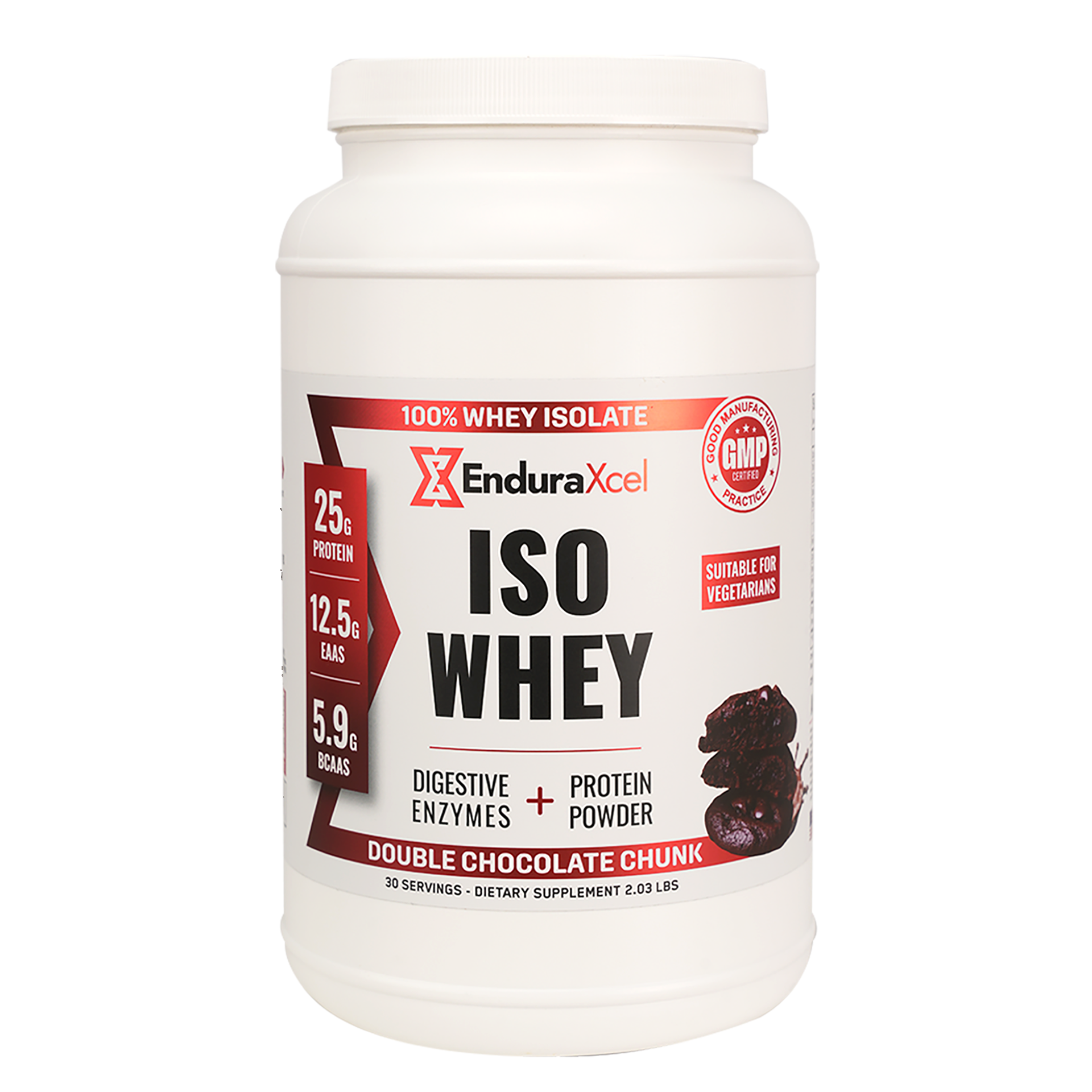 EnduraXcel ISO Whey - Double Chocolate Chunk - Digestive Enzymes - 30 serv.